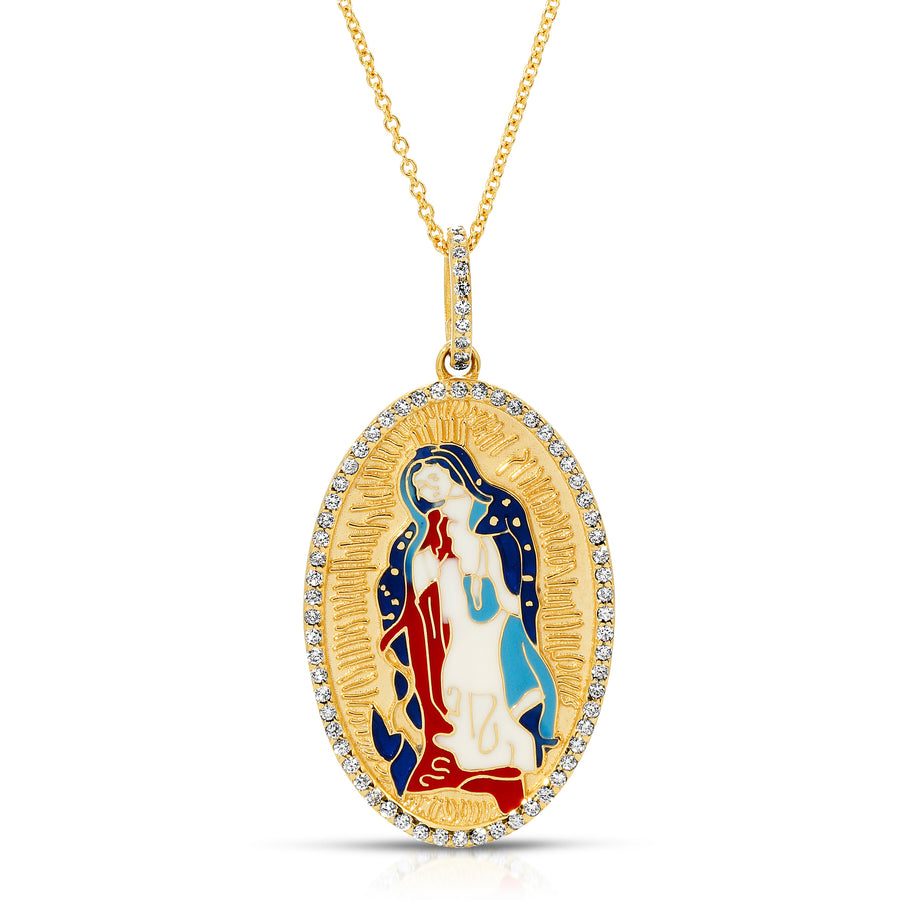 14k Enamel Virgin Mary Guadalupe Pendant