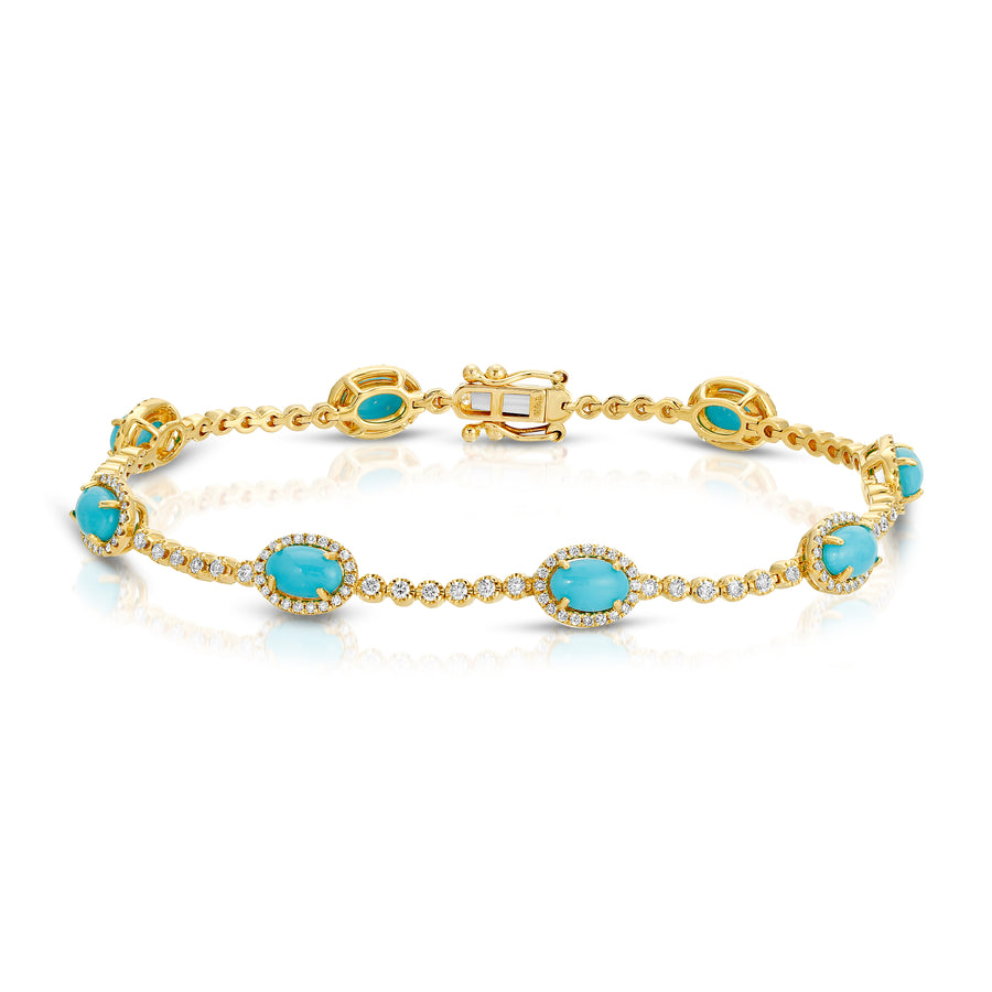 Oval Turquoise Bracelet with Diamonds