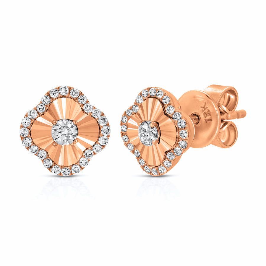 18k Bloom Stud Earrings with Diamonds