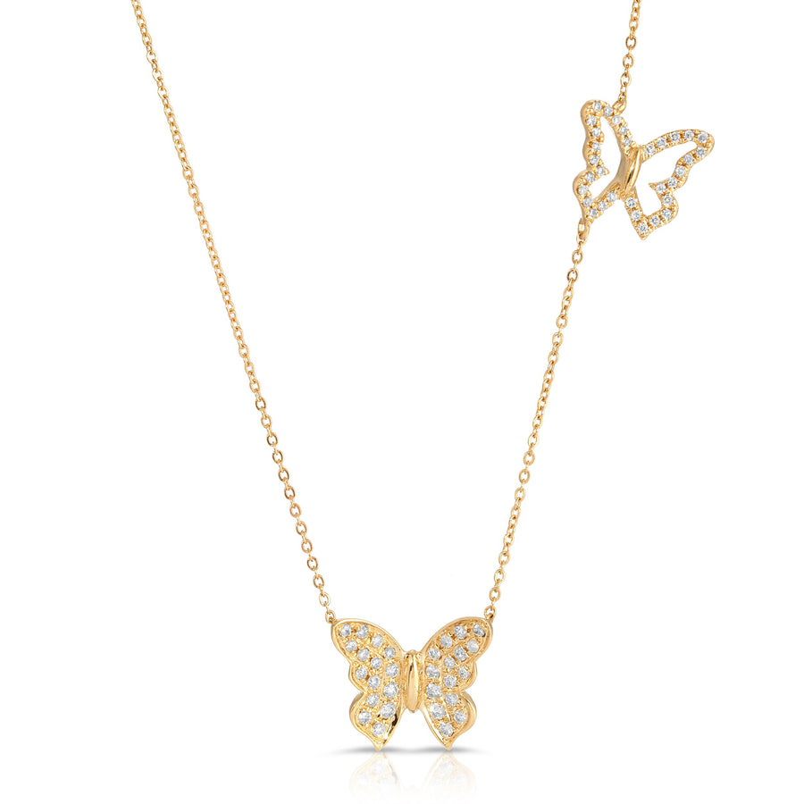 Double Butterfly Necklace with Diamonds