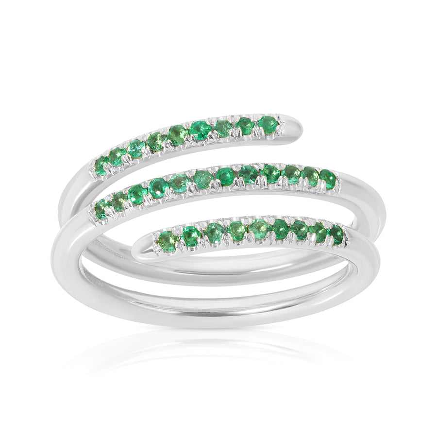 14k Emerald Swirl Stack Ring