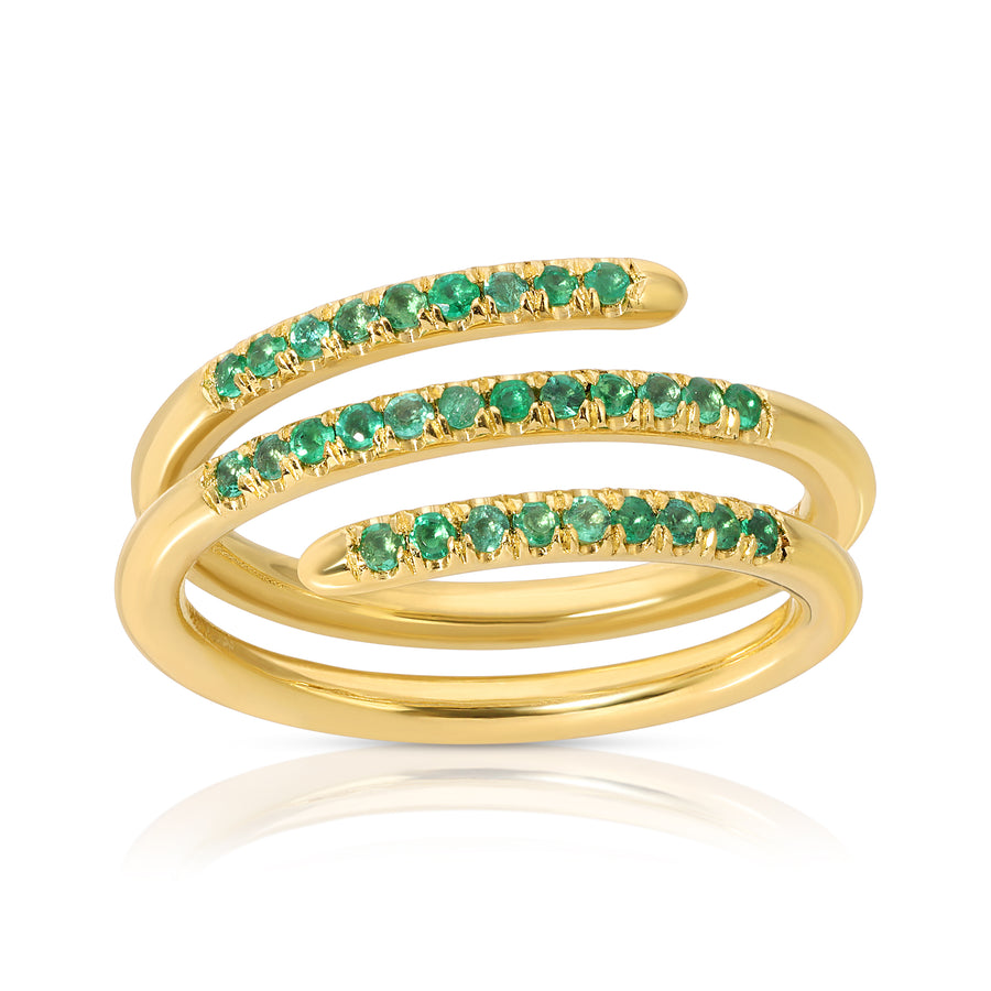 14k Emerald Swirl Stack Ring