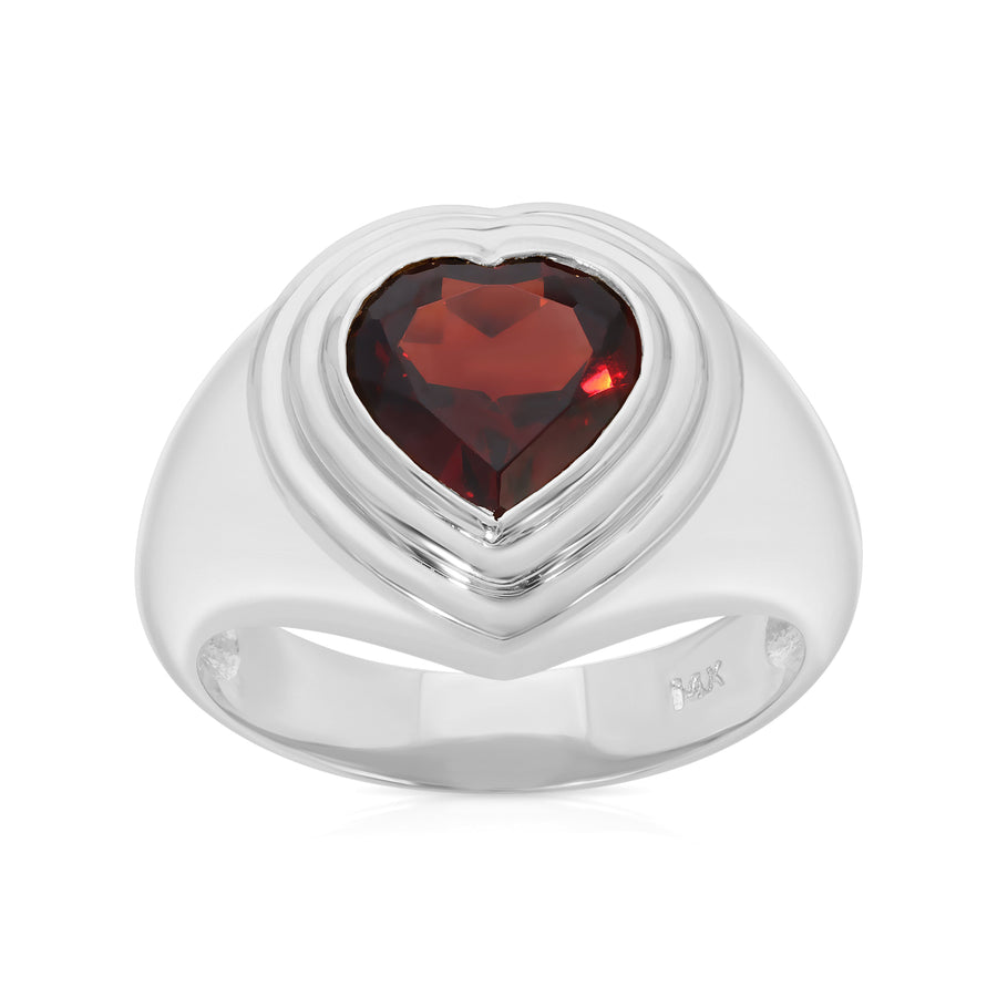 Red Garnet Sacred Heart Ring