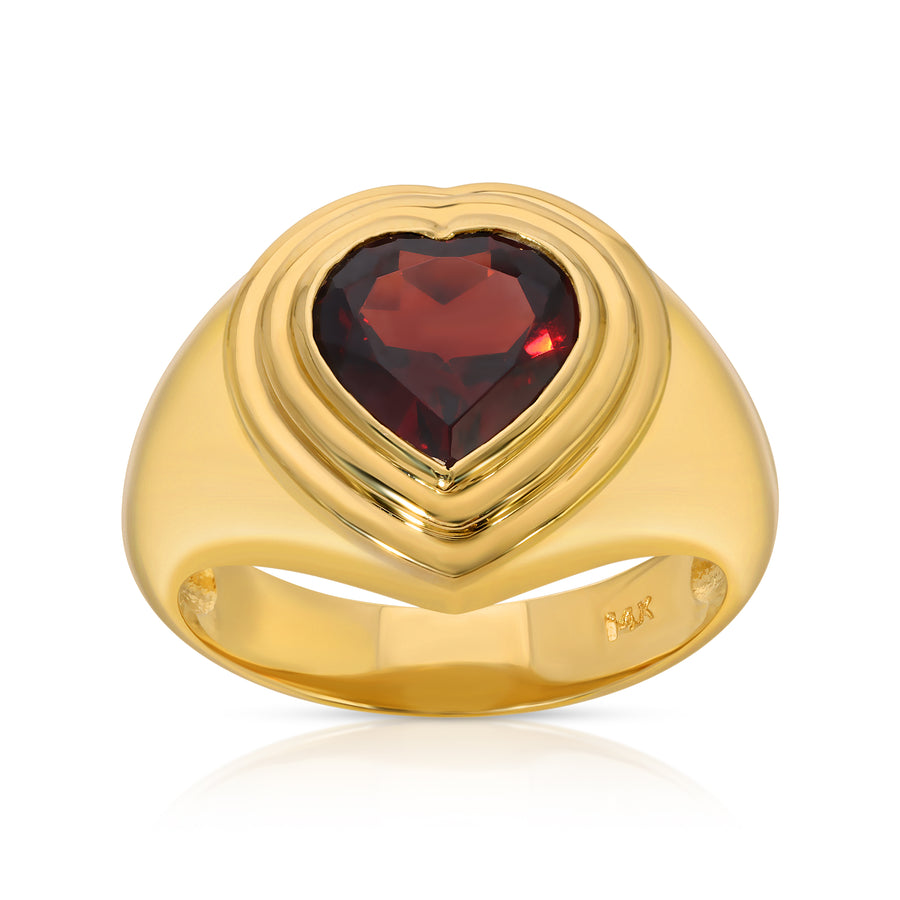 14k Red Garnet Sacred Heart Ring