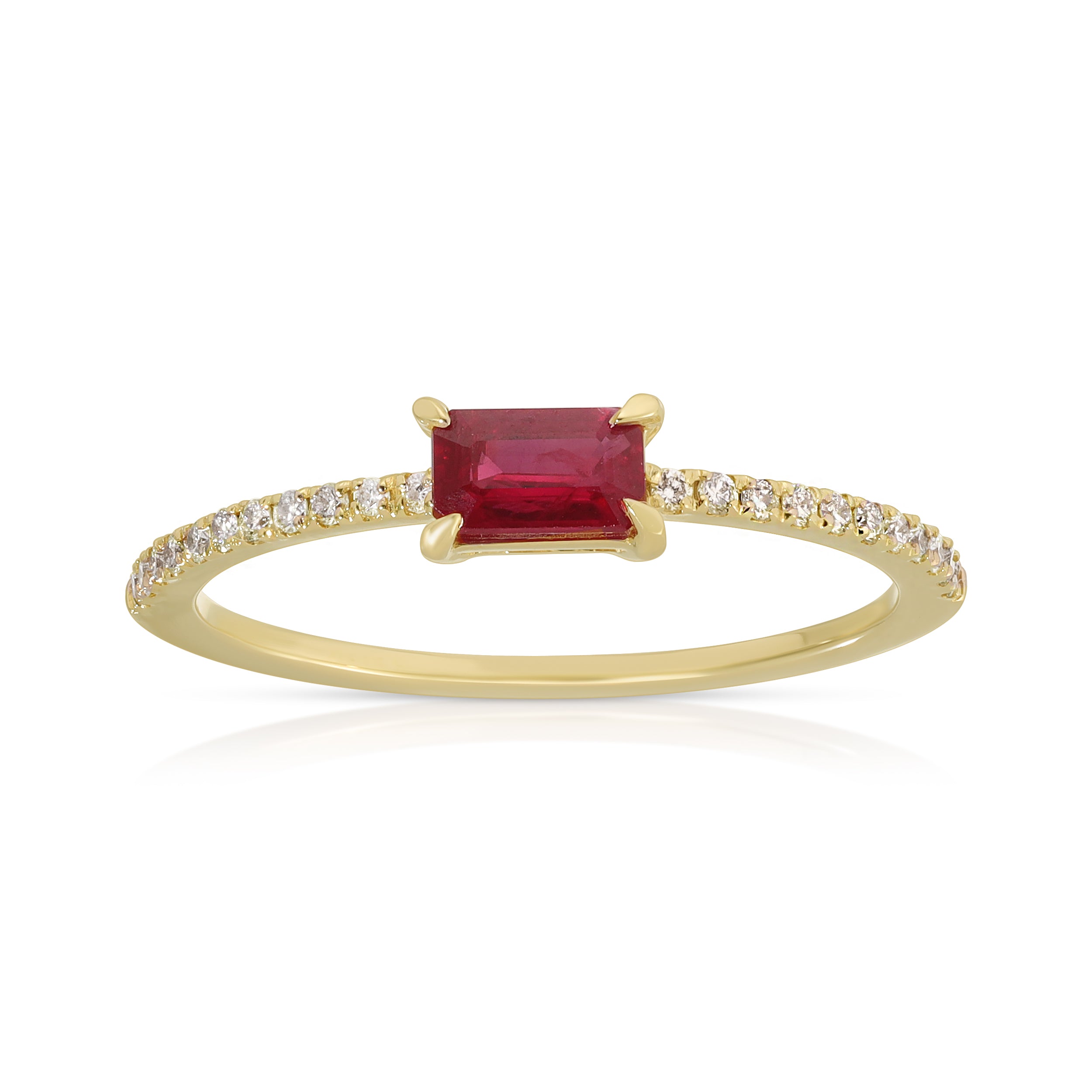 14k Emerald Cut Ruby Stack Ring with Diamonds – Saint by Ira DeWitt