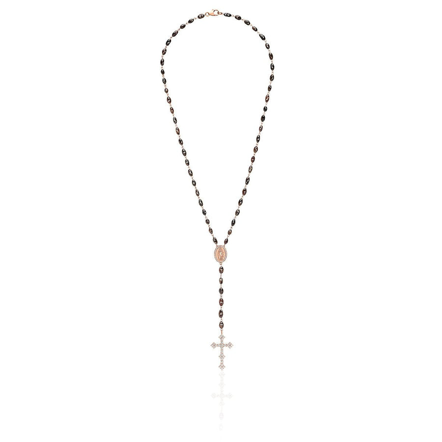 Red Diamond Holy Rosary Cross Necklace