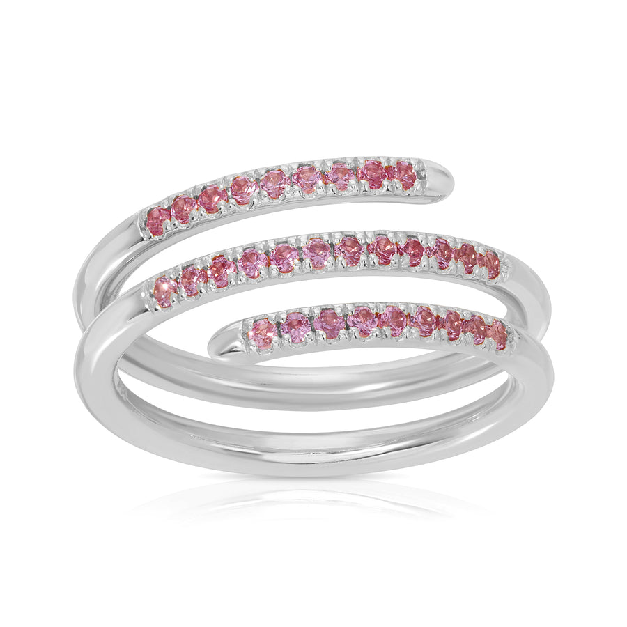 14k Pink Sapphire Swirl Stack Ring