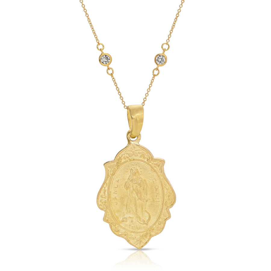 CZ Jesus and Mary Pendant Necklace