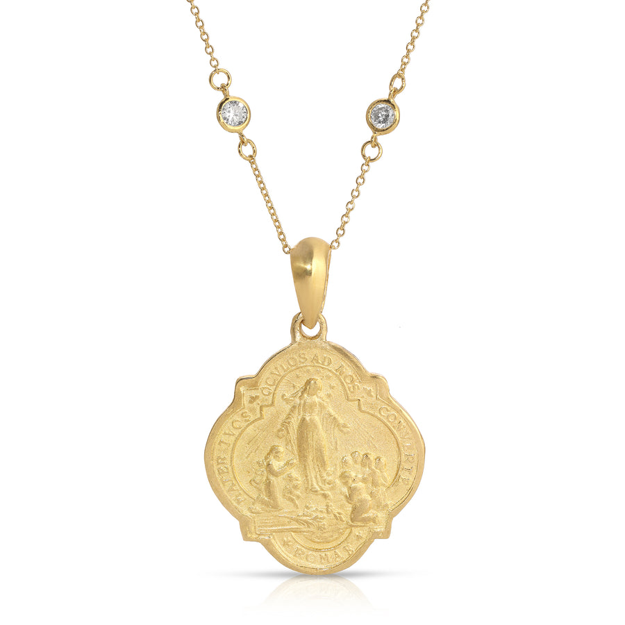 CZ Mother Mary Pendant Necklace