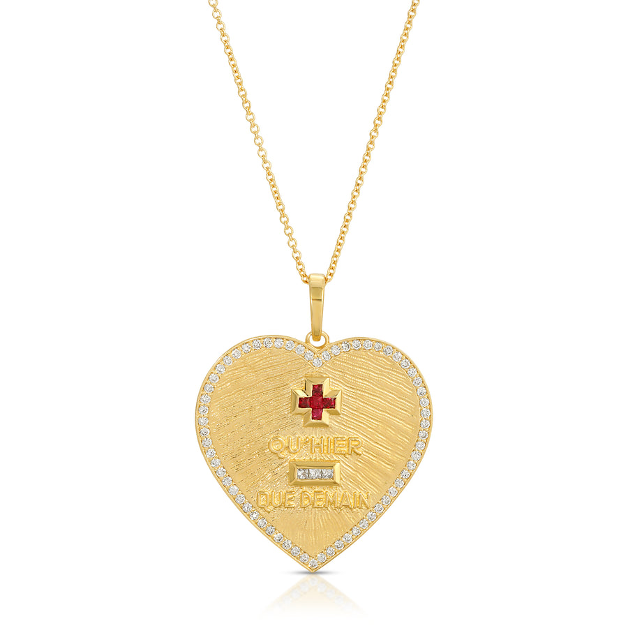 Ruby Qu'Hier/Due Demain Pendant with Diamonds