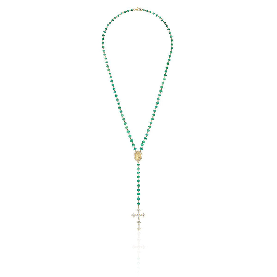 Emerald Holy Rosary Cross Necklace