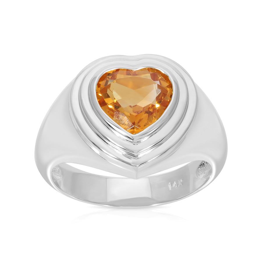 14k Yellow Topaz Sacred Heart Ring